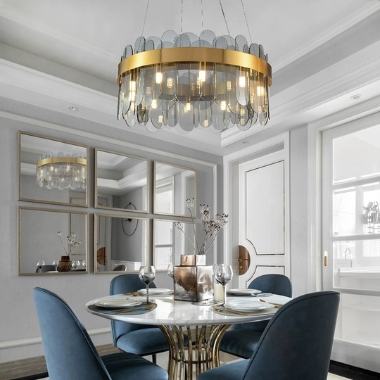 Люстра подвесная, медь, пепел, стекло, DOLUN 60*27, металл, G9.