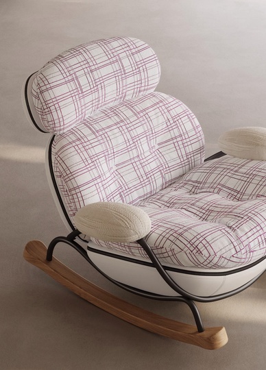 Кресло качалка с пуфом Amarone, бежевая, 98*100*84