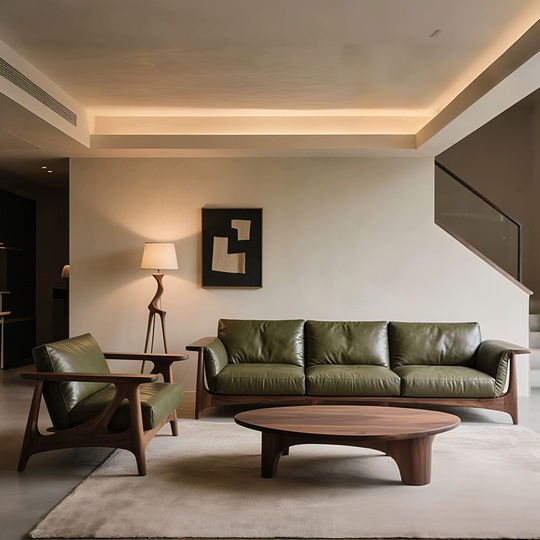 Прямой диван Erin темный орех, кожа, 240*85*80 см