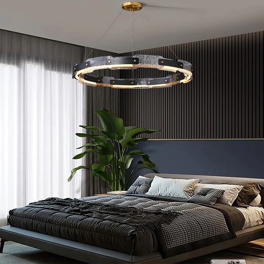 Люстра подвесная, черная, Elyndr, металл, 105*10 см, светодиодная, LED