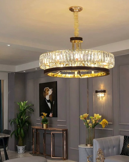 Люстра подвесная BILGEHAN 60*35 золото, кристалл, металл, LED.