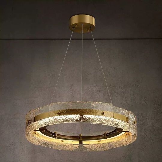 Светильник подвесной бронзовый Aelvaric, металл, стекло, трос 150 см, 60*13 см, LED