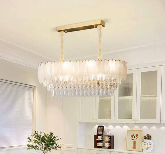 Люстра подвесная BEYAZ 100*35 белый, золото, стекло, металл, Е14.