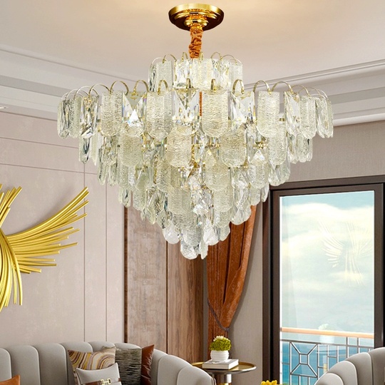 Люстра подвесная, золото, хрусталь, THOMAS 100*72 металл, E14.