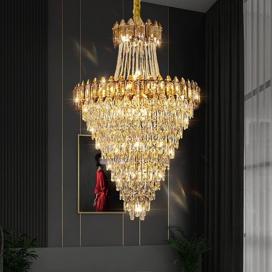 Люстра подвесная, золото, кристалл, WOLF 150*260 металл, E14.