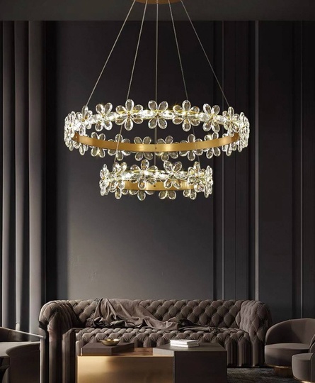 Люстра подвесная, золото, хрусталь, FERGUS 40*60, металл, LED