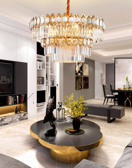 Люстра подвесная, золото, хрусталь, SHARYL 80*38, металл, E14.