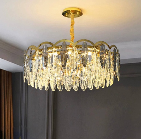 Люстра подвесная, медь, пепельный, кристалл, GUMUS 40*28, металл, Е14.