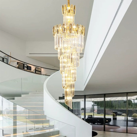 Люстра подвесная, золото, кристалл, PEACH 50*180 металл, E14.