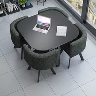 Обеденный стол и стулья, серый, 80 см, 4 стула.