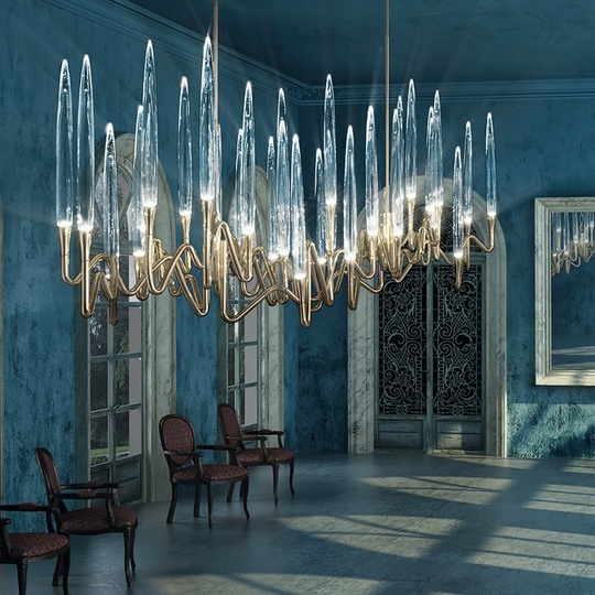 Светильник подвесной медый Elentrix, металл, трос 100 см, 160*45 см, G4