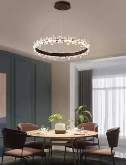 Люстра подвесная, черный, хрусталь, AXTON BLACK 60*120, металл, LED