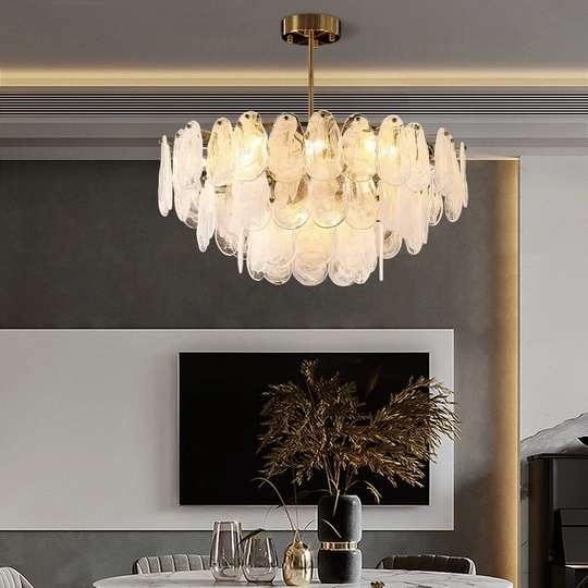 Люстра подвесная BIRCAN 100*35 бронза, стекло, металл, E14.