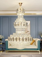 Люстра подвесная, золото, кристалл, PATTION 100*160 металл, E14.