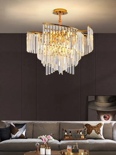 Люстра подвесная, золото, кристалл, HISA 80*35, металл, E14.