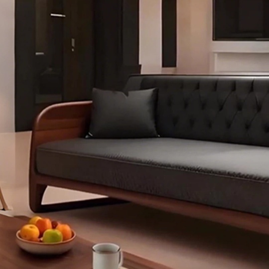 Прямой диван Brittany темный орех, кожа, 230*85*80 см