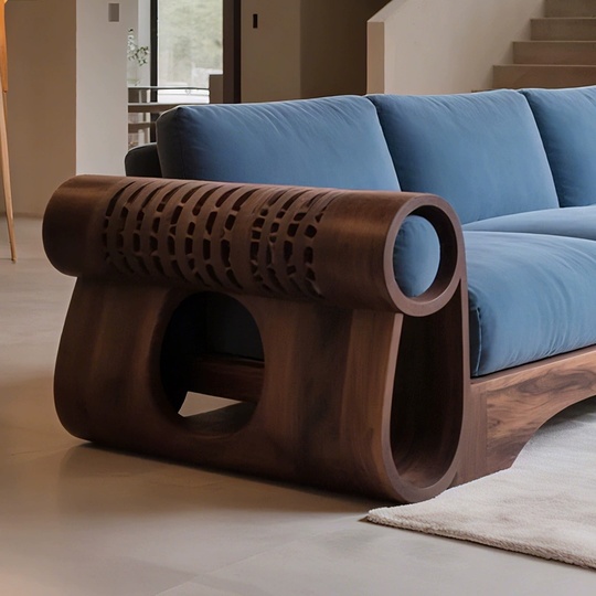 Прямой диван Frances темный орех, ткань, дерево 260*90*80 см