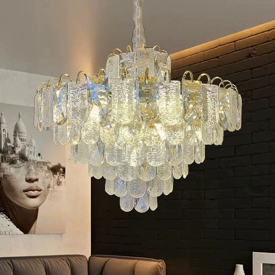 Люстра подвесная, золото, хрусталь, THOMAS 50*45 металл, E14.