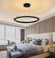 Люстра подвесная, черный, кристалл, JEREMY 100*15 металл, LED.