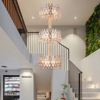 Люстра подвесная, золото, кристалл, APRIL 60*210 металл, E14.