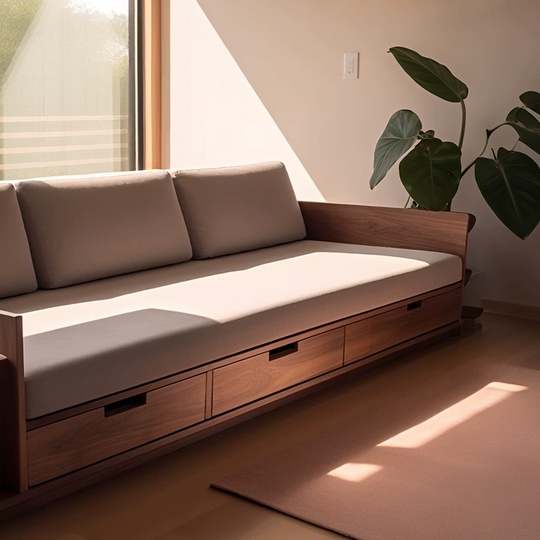 Прямой диван Jennifer темный орех, кожа, 260*85*80 см