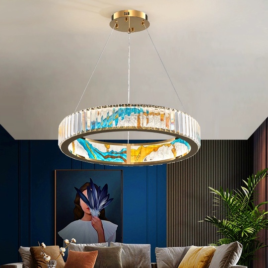 Люстра подвесная, золото, ПММА, RALPH 80*10 металл, LED.