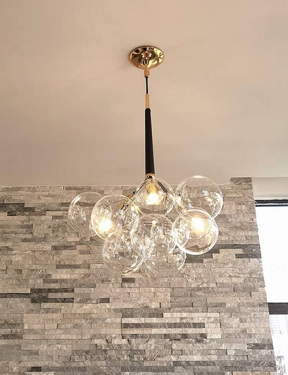 Люстра подвесная, черный, стекло, ABRAHAN 50*65, металл, Е27