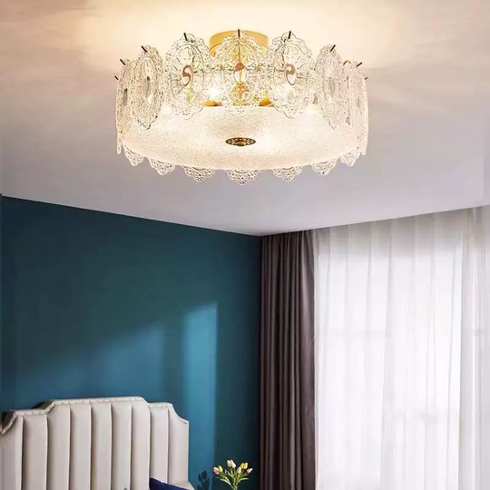 Люстра подвесная, медный, стекло, ORIOLE 50*27, металл, E14.