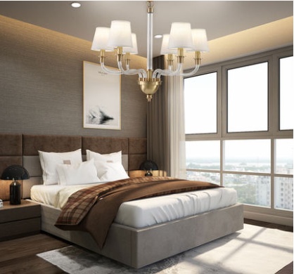 Дизайнерский светильник медный 72,5*63,5 см, led, e14, медь, ткань