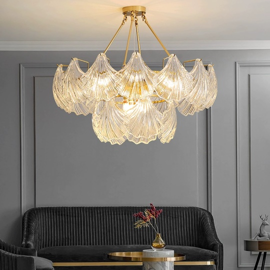 Люстра подвесная, медь, стекло, GUNEL 80*38, металл, Е14.