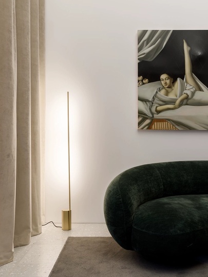 Торшер, золото, Flow Modern 120*15, LED, металл, ПММА