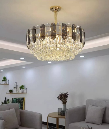 Люстра подвесная BERKE 60*30 дымчатый, стекло, металл, Е14.