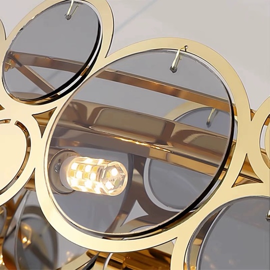 Люстра подвесная, золото, дымчатый, стекло, AUTUG 56*13, металл, G9.