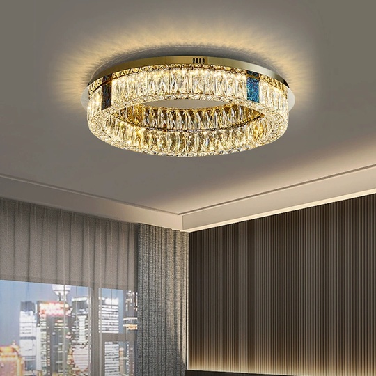 Люстра подвесная CENNET 40*12 золотой, хрусталь, металл, LED.