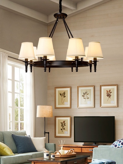 Огни положить американскую страну Простая европейская гостиная Homelight крупномасштабной ресторан спальня ретро кованые железа американская люстра 10 черных (отправка светодиодной лампы)