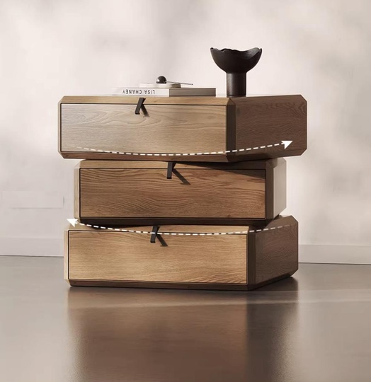 Тумбочка прикроватная, крутящиеся ящики, ореховый цвет, 3 ящ., 50х40х48 см