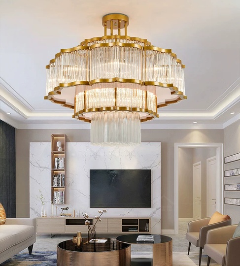 Люстра подвесная, золотой, стекло, AYDA 120*75, металл, E14.