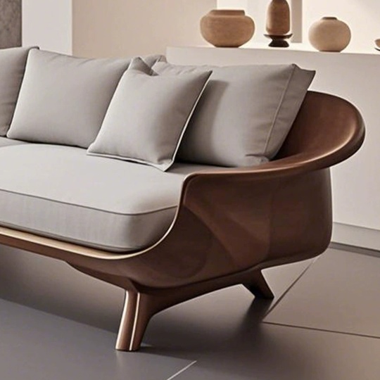 Прямой диван Caitlin темный орех, кожа, 240*85*80 см