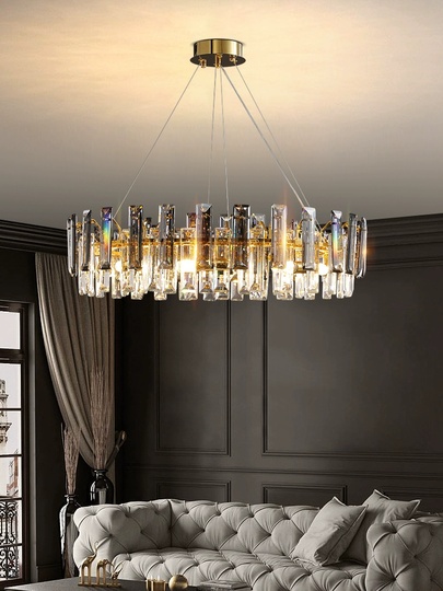 Люстра подвесная ANAR 80*26 золото, кристалл, металл, Е14.