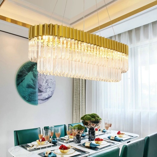 Люстра подвесная, золотой, стекло, AYKUT 100*35, металл, E14.