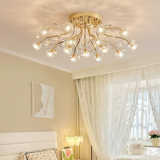 Люстра золотая Elyndar, металл, кристалл,  73*30 см, G9