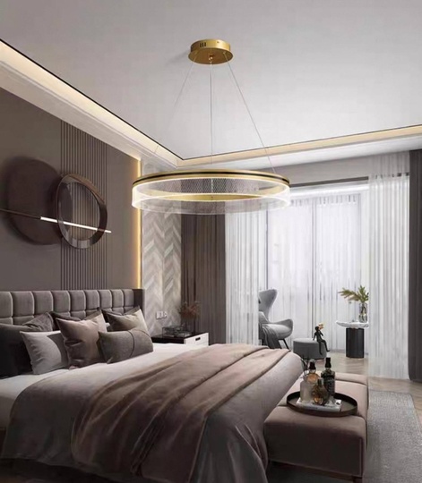 Люстра подвесная, золото, ПММА, MYLES GOLD 40*7, металл, LED