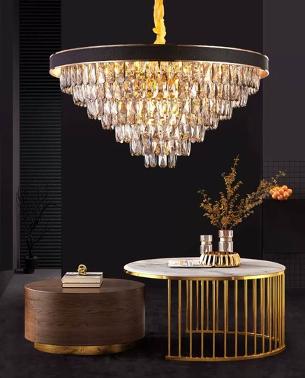 Люстра подвесная ALA 80*42 золото, кристалл, металл, Е14.