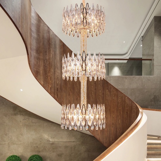 Люстра подвесная, золото, кристалл, APRIL 60*210 металл, E14.