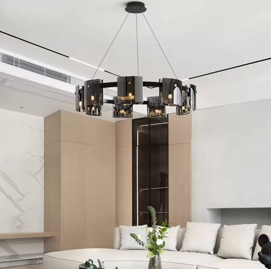 Люстра подвесная, черный, стекло, MELLIFLUOUS 60*17, металл, G9.