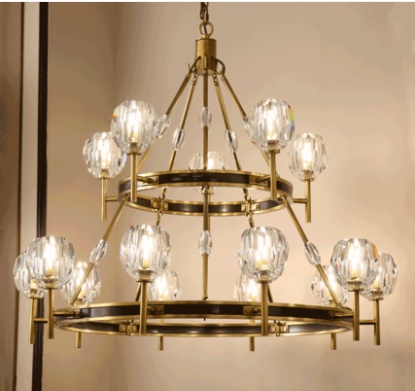 Дизайнерский светильник медный 108*83 см, лампа накаливания, E14, медь, хрусталь