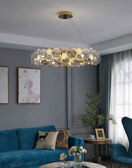 Люстра подвесная, золото, дымчатый, стекло, AUTUG 56*13, металл, G9.