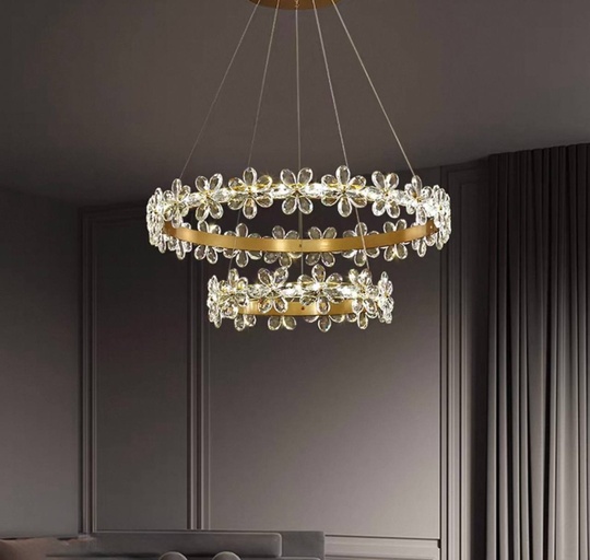 Люстра подвесная, золото, хрусталь, FERGUS 40*60, металл, LED