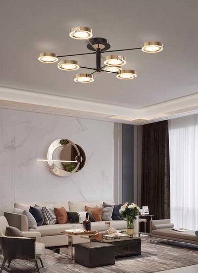 Люстра черная, золото Elixor, металл, 110*65 см, светодиодная, LED