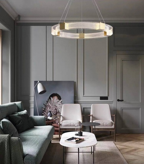 Люстра подвесная, медь, ПММА, SAMUEL 80*100, металл, LED